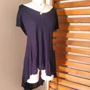 SS0328 XXL Black hi-low knit Tee